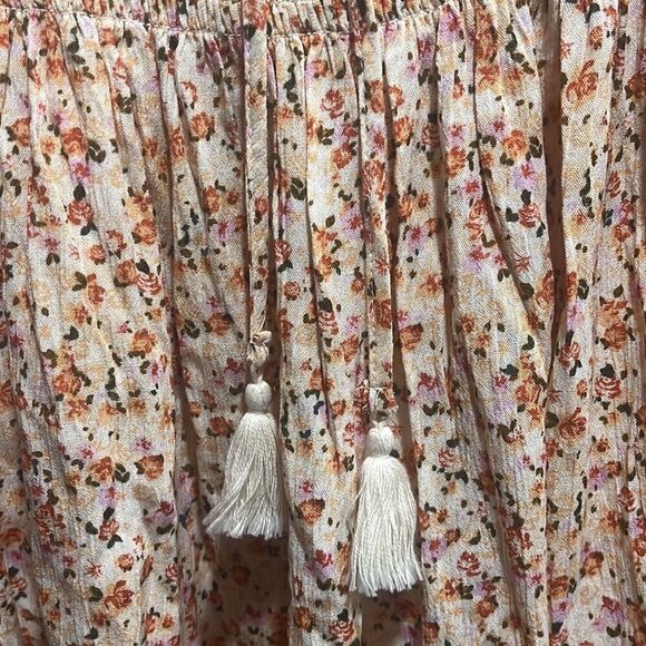 SMOCKED WAIST DITSY FLORAL TASSEL BOHO MINI DRESS SIZE M - Picture 7 of 10